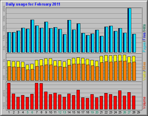 Daily usage for February 2011