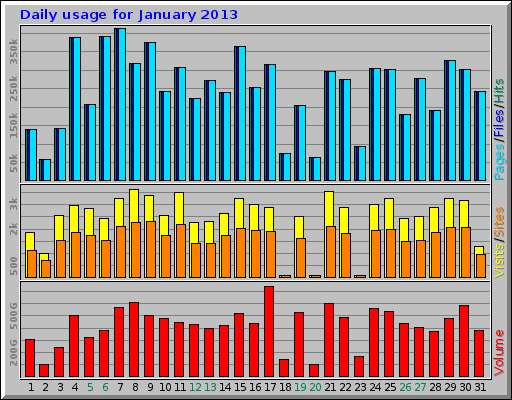 Daily usage for January 2013