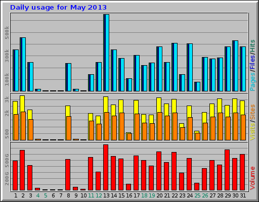 Daily usage for May 2013