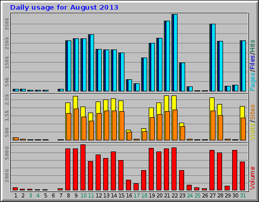 Daily usage for August 2013