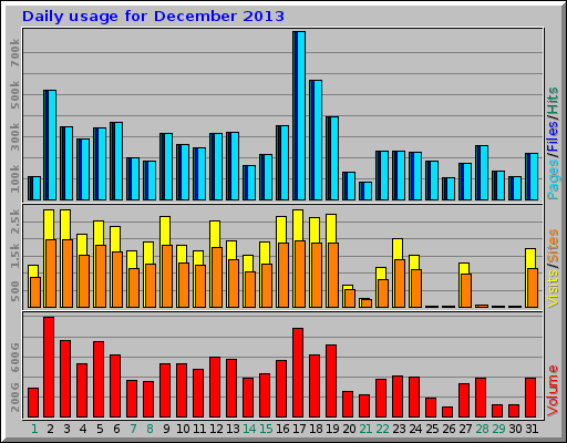 Daily usage for December 2013