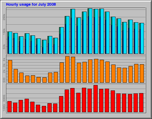 Hourly usage for July 2008