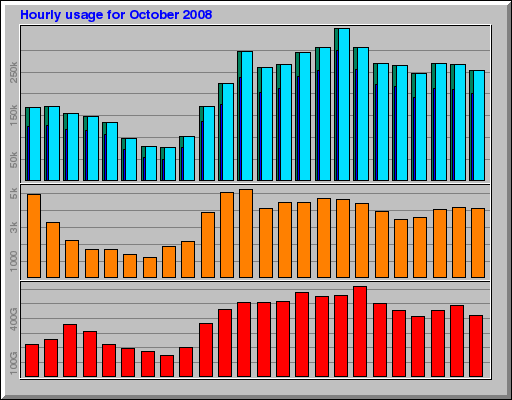 Hourly usage for October 2008