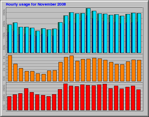 Hourly usage for November 2008