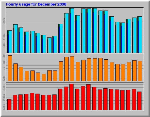 Hourly usage for December 2008