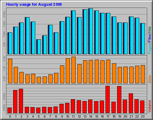 Hourly usage for August 2009