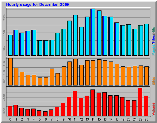 Hourly usage for December 2009