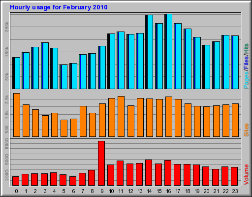 Hourly usage for February 2010