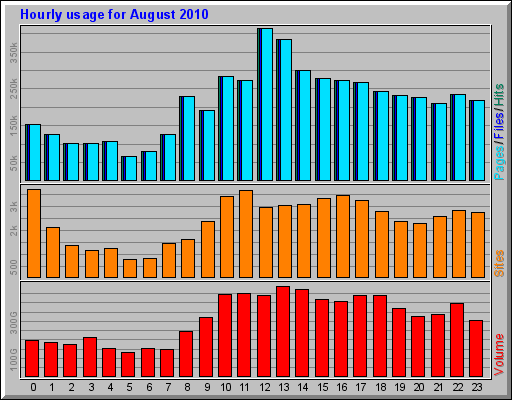 Hourly usage for August 2010