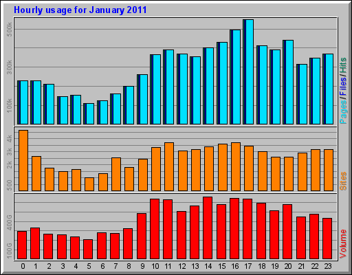 Hourly usage for January 2011