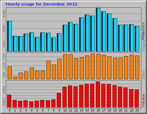 Hourly usage for December 2012