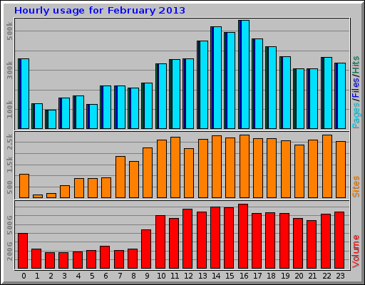 Hourly usage for February 2013