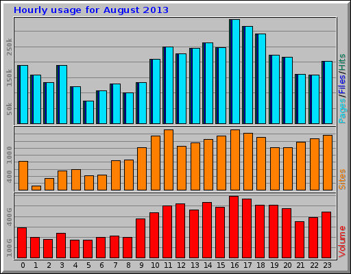 Hourly usage for August 2013