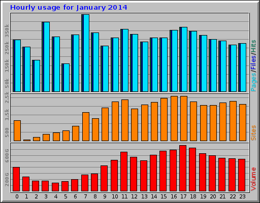 Hourly usage for January 2014