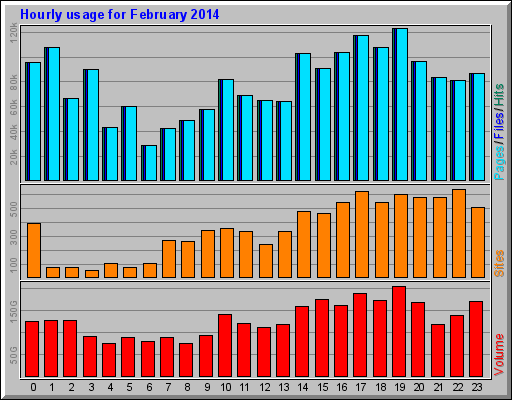 Hourly usage for February 2014