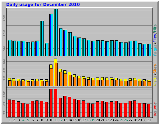 Daily usage for December 2010