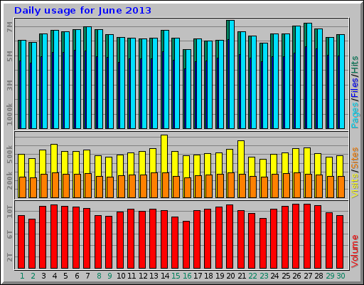 Daily usage for June 2013