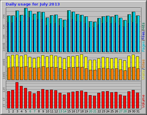 Daily usage for July 2013