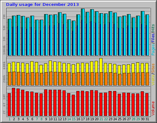 Daily usage for December 2013