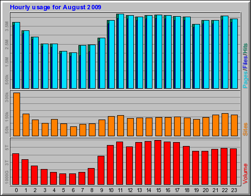 Hourly usage for August 2009