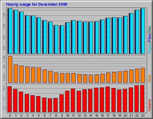 Hourly usage for December 2009