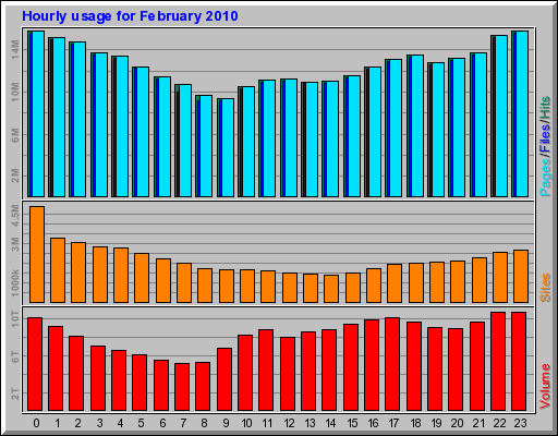 Hourly usage for February 2010