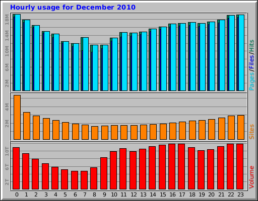 Hourly usage for December 2010