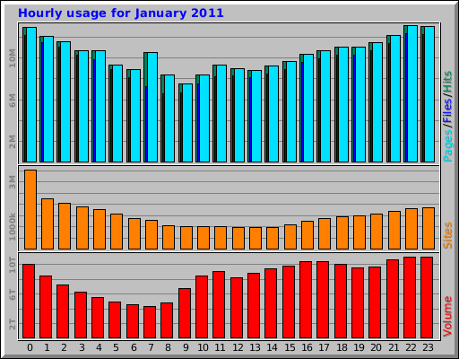 Hourly usage for January 2011