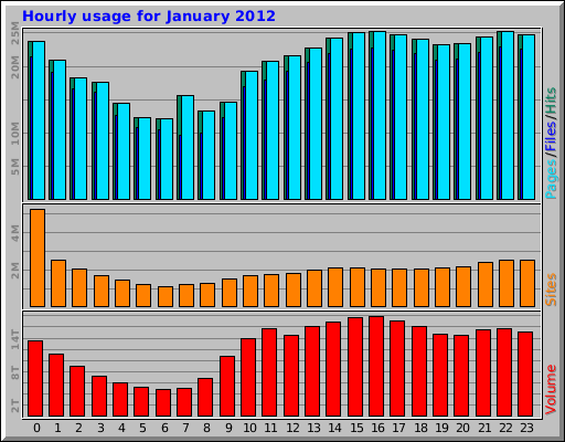 Hourly usage for January 2012