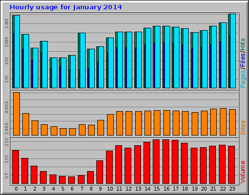 Hourly usage for January 2014